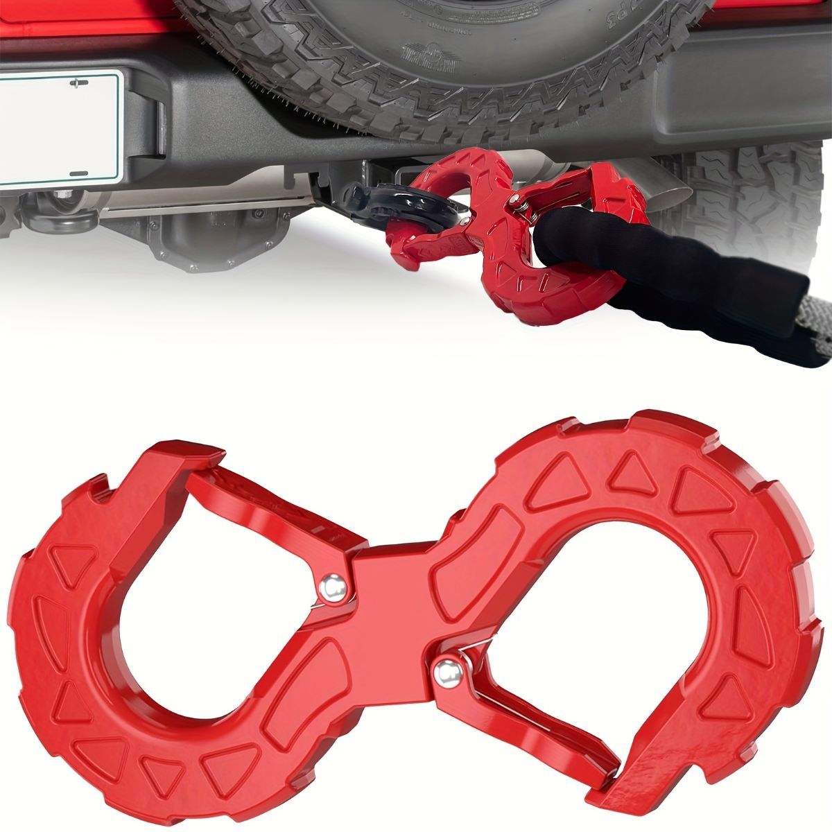 red heavy-duty S-shaped trailer tow hook, G80 steel, 14968.55 kg load capacity, off-road rescue, truck towing, SUV tow hook, vehicle recovery, self-locking tongue - Black - Size S