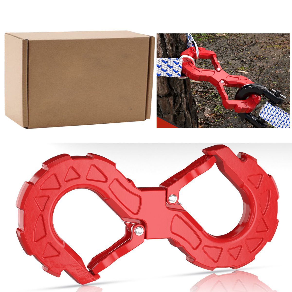 red heavy-duty S-shaped trailer tow hook, G80 steel, 14968.55 kg load capacity, off-road rescue, truck towing, SUV tow hook, vehicle recovery, self-locking tongue - Black - Size S