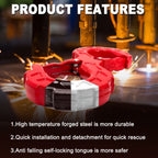 red heavy-duty S-shaped trailer tow hook, G80 steel, 14968.55 kg load capacity, off-road rescue, truck towing, SUV tow hook, vehicle recovery, self-locking tongue - Green - Size S