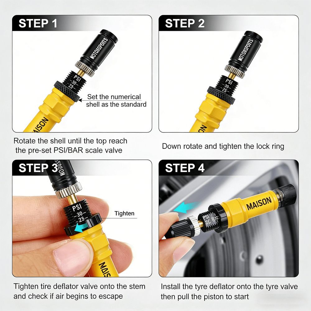 4X4 Tyre Deflator Automatic Valve Stems Adjustable Tyre Pressure Off-Road Tyre - Yellow - Size 2 sets-8pcs