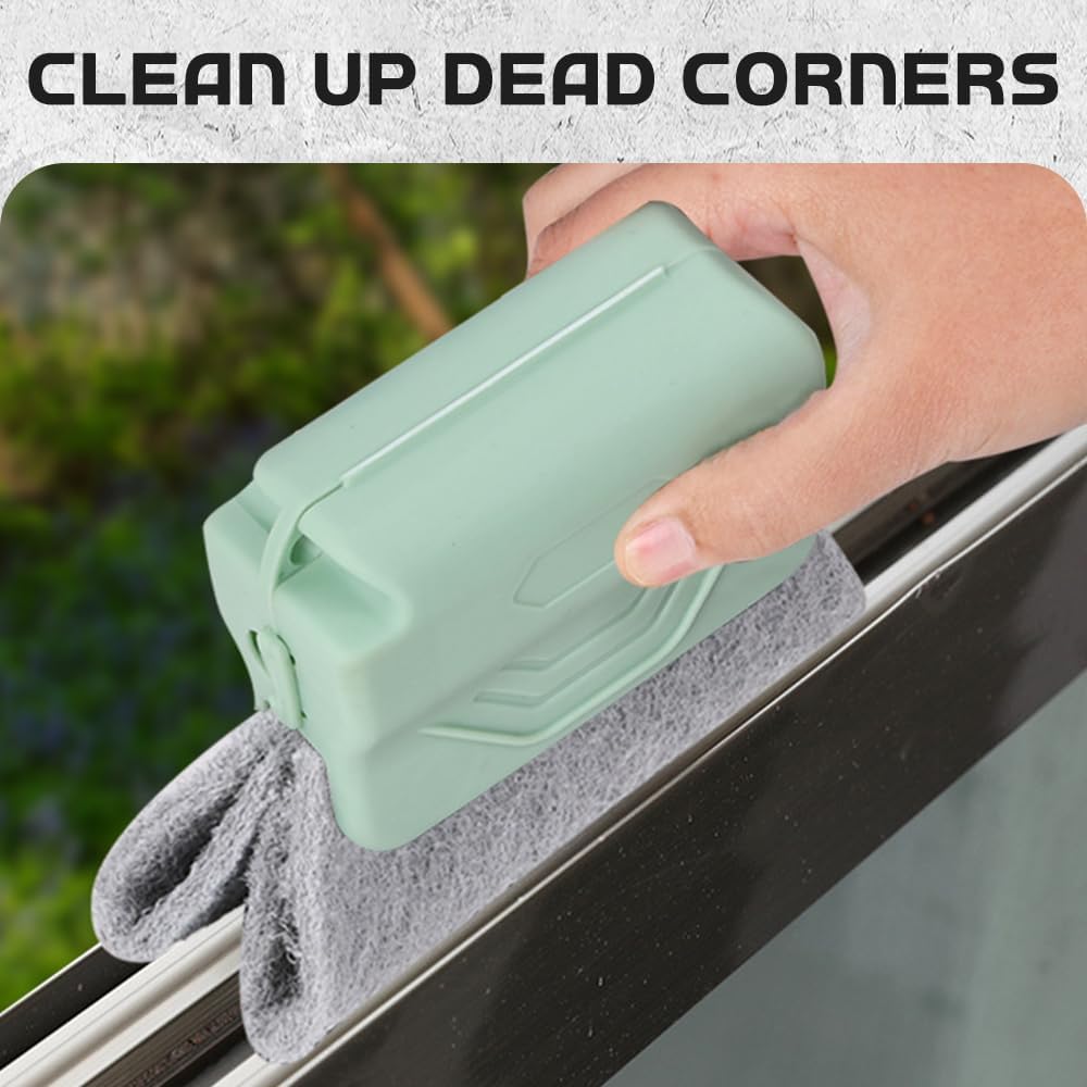 Magic Window Track Cleaner, 2026 Upgraded Handheld Cleaning Brush Set for Window Sliding Slots, Tile Grout Lines, Shutter Slats, Car AC Vents, and Narrow Clearances (Green 3-Piece Set)