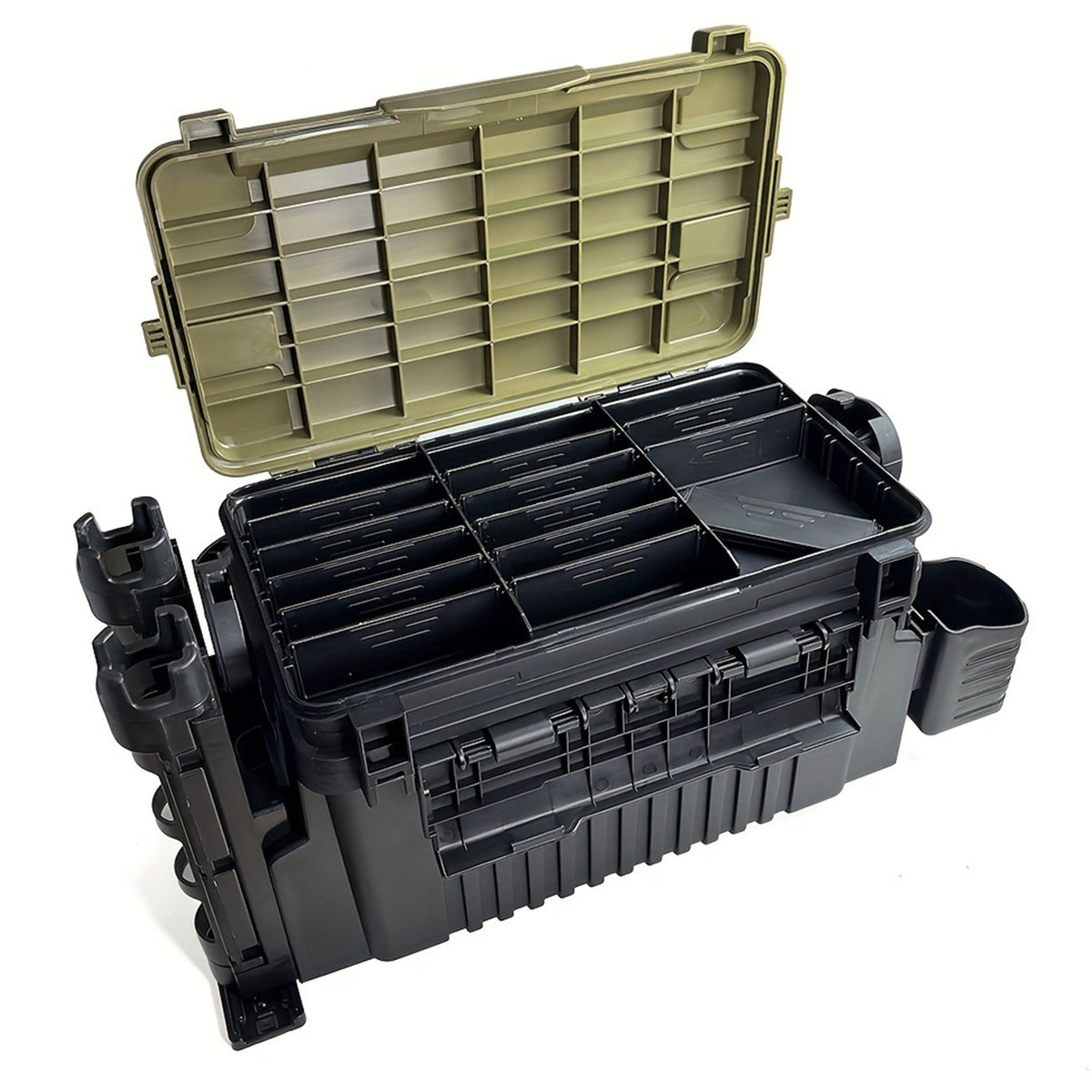 Double-layer multi-function outdoor storage fishing box, can be used as a stool, convenient storage of various fishing lines, bait, live fish.