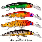 Proberos 20-piece fishing tackle set | hard bait set, suitable for striped bass and bass | scoop hook lure, minnow lure, jumper, pencil-shaped swim bait, fish hook, sea bass lure
