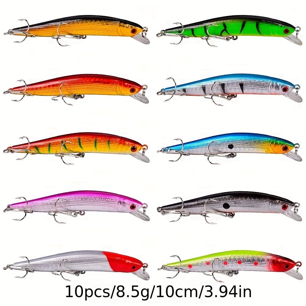 Proberos 20-piece fishing tackle set | hard bait set, suitable for striped bass and bass | scoop hook lure, minnow lure, jumper, pencil-shaped swim bait, fish hook, sea bass lure