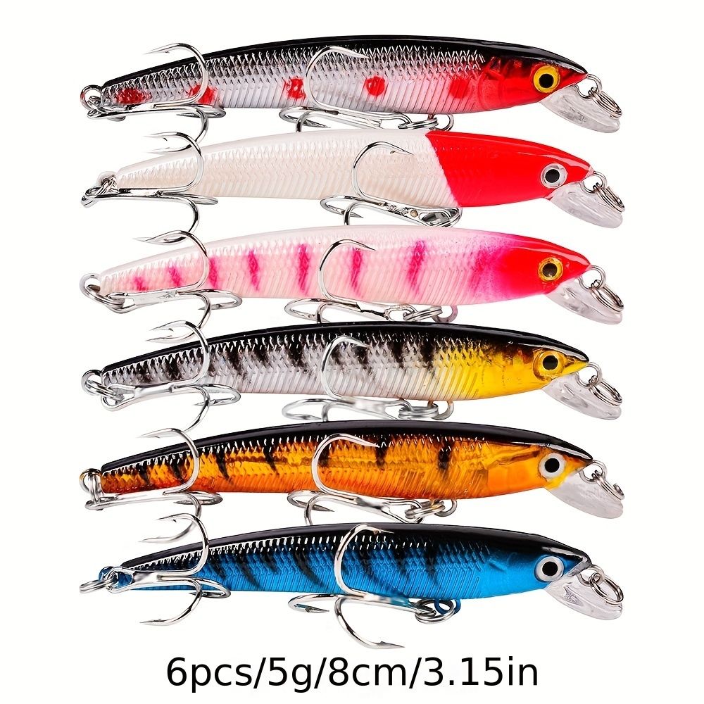 Proberos 20-piece fishing tackle set | hard bait set, suitable for striped bass and bass | scoop hook lure, minnow lure, jumper, pencil-shaped swim bait, fish hook, sea bass lure