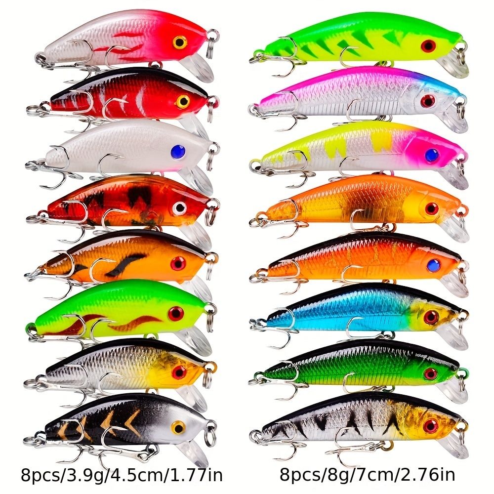 Proberos 20-piece fishing tackle set | hard bait set, suitable for striped bass and bass | scoop hook lure, minnow lure, jumper, pencil-shaped swim bait, fish hook, sea bass lure