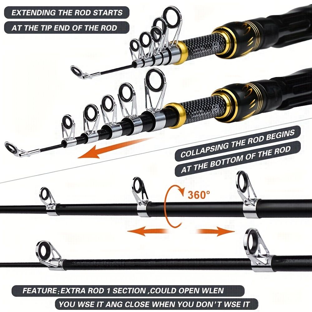 Proberus fishing rod reel set, including spinning reel, 1.8-meter fishing rod, fishing line, artificial bait, lead weight hook, complete set with storage bag