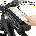 WEST BIKING Large Capacity Bike Front Handle Bag - Heavy-duty nylon and EVA structure, with zipper storage space, can accommodate 7-inch mobile phone, 7-inch tablet, tools - compatible with road bike, mountain bike, safety zipper closure