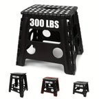 Black foldable camping stool, portable camping seat, lightweight outdoor furniture, durable stool for camping, compact camping gear