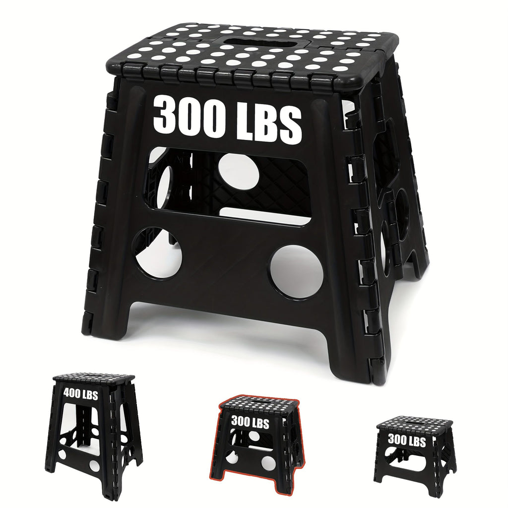 Black foldable camping stool, portable camping seat, lightweight outdoor furniture, durable stool for camping, compact camping gear