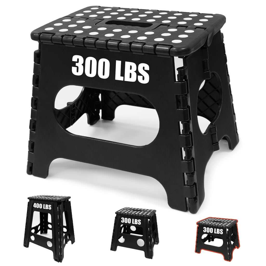 Black foldable camping stool, portable camping seat, lightweight outdoor furniture, durable stool for camping, compact camping gear