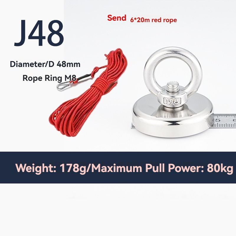neodymium fishing magnet, N52 magnet, magnet fishing kit, deep sea magnet, river magnet fishing, Sera Phina magnet, strong magnet for fishing, Australian magnet fishing gear - Silver - Size J60-20Y
