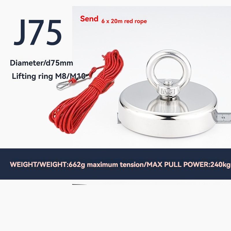 neodymium fishing magnet, N52 magnet, magnet fishing kit, deep sea magnet, river magnet fishing, Sera Phina magnet, strong magnet for fishing, Australian magnet fishing gear - Silver - Size J90-20R
