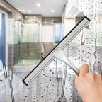 Multipurpose Stainless Steel Shower Scraper for Shower Door with 2 Adhesive Hooks, Bathroom Cleaning Tools Home Window Mirror Scraper for Home Cleaning, Glass Door, Tile Wall, Car, 12 Inch Silver