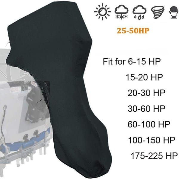 600D marine engine cover, sun protection, wind and rain Oxford cloth, dustproof, mosquito-proof, marine Oxford cloth, outboard cover, waterproof ultraviolet, marine engine protection cover, suitable for yacht, fishing boat (30-60 horsepower)