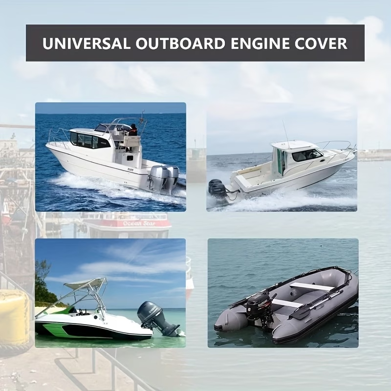 600D marine engine cover, sun protection, wind and rain Oxford cloth, dustproof, mosquito-proof, marine Oxford cloth, outboard cover, waterproof ultraviolet, marine engine protection cover, suitable for yacht, fishing boat (30-60 horsepower)