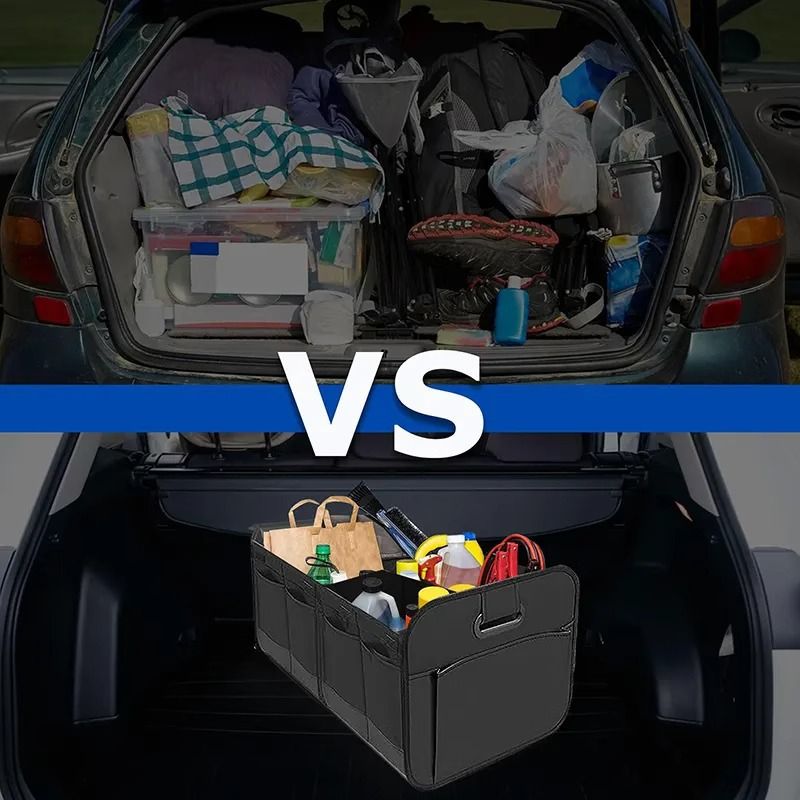 Black 3-in-1 Foldable Storage Organizer: Portable, Expandable, with Removable Dividers & 12 Extra Pockets – Your All-in-One Storage Solution