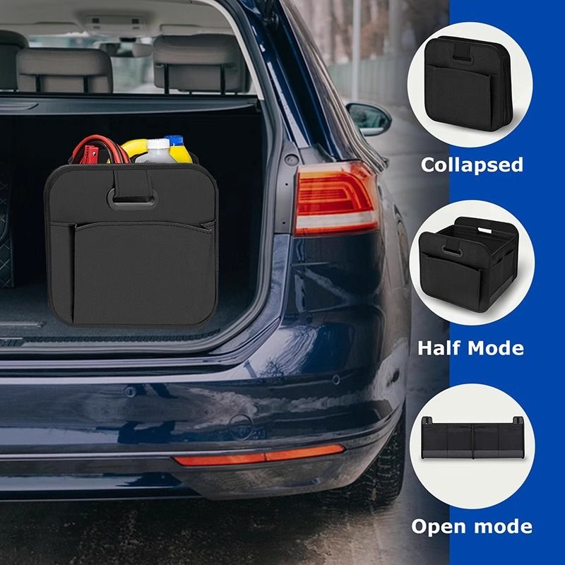Black 3-in-1 Foldable Storage Organizer: Portable, Expandable, with Removable Dividers & 12 Extra Pockets – Your All-in-One Storage Solution