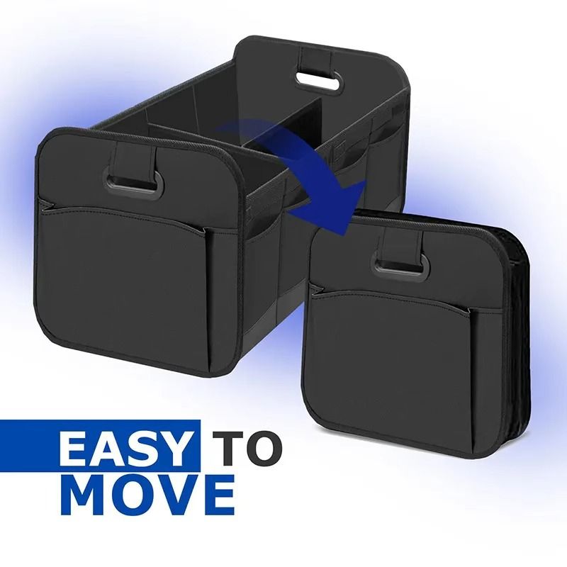 Black 3-in-1 Foldable Storage Organizer: Portable, Expandable, with Removable Dividers & 12 Extra Pockets – Your All-in-One Storage Solution