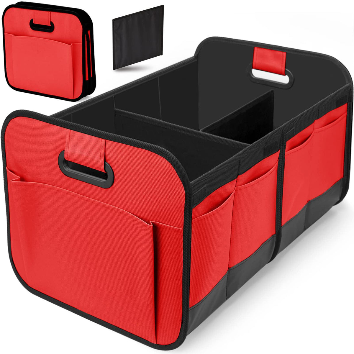 Black 3-in-1 Foldable Storage Organizer: Portable, Expandable, with Removable Dividers & 12 Extra Pockets – Your All-in-One Storage Solution