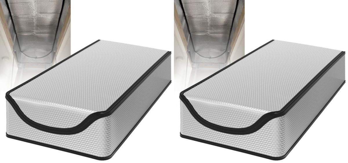Extra Thick Attic Door Insulation Cover 25"x54"x11", Double Bubble Attic Stairs Insulation Cover for Pull Down Stair, Energy Saving Tent with Easy Access Zipper - Silver - Size 2Pack