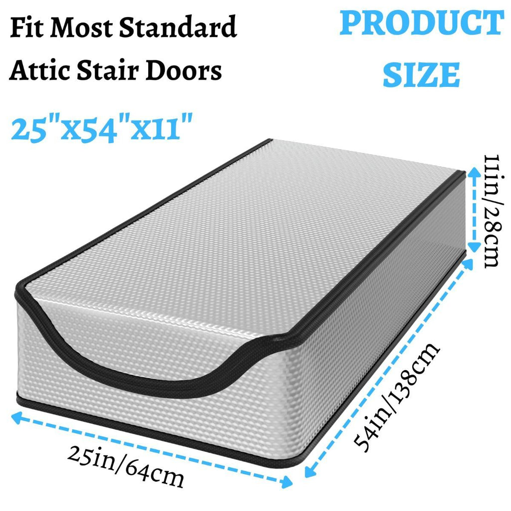Extra Thick Attic Door Insulation Cover 25"x54"x11", Double Bubble Attic Stairs Insulation Cover for Pull Down Stair, Energy Saving Tent with Easy Access Zipper - Silver - Size 2Pack