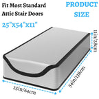 Extra Thick Attic Door Insulation Cover 25"x54"x11", Double Bubble Attic Stairs Insulation Cover for Pull Down Stair, Energy Saving Tent with Easy Access Zipper - Silver - Size 2Pack