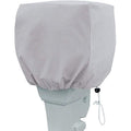 Fit:30-60HP Small Outboard Motor Cover, Boat Motor Cover Black Waterproof Oxford Fabric, Sunproof, All-Weather Protection, Boat Hood Cover Fit Yamaha, Mercury, Suzuki, Tohatsu, Honda - Silver