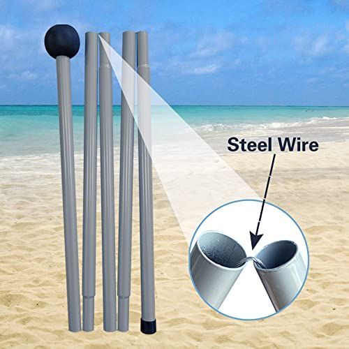 210*170*150CM 4 Poles Beach Tent Shade Canopy with UPF50+ Protection Sun Shelter Portable Camping Tents with Sandbags Poles and Ground Pegs and Anti-Wind Ropes for Beach Outdoor Camping Backyard Picnics - Blue