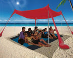 210*200*150CM 4 Poles Beach Tent Shade Canopy with UPF50+ Protection Sun Shelter Portable Camping Tents with Sandbags Poles and Ground Pegs and Anti-Wind Ropes for Beach Outdoor Camping Backyard Picnics - Green