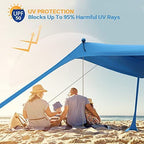 210*170*150CM 4 Poles Beach Tent Shade Canopy with UPF50+ Protection Sun Shelter Portable Camping Tents with Sandbags Poles and Ground Pegs and Anti-Wind Ropes for Beach Outdoor Camping Backyard Picnics - Red