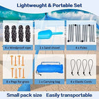 300*300*200CM 4 Poles Beach Tent Shade Canopy with UPF50+ Protection Sun Shelter Portable Camping Tents with Sandbags Poles and Ground Pegs and Anti-Wind Ropes for Beach Outdoor Camping Backyard Picnics - Red