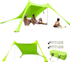 300*300*200CM 2 Poles Beach Tent Shade Canopy with UPF50+ Protection Sun Shelter Portable Camping Tents with Sandbags Poles and Ground Pegs and Anti-Wind Ropes for Beach Outdoor Camping Backyard Picnics - Blue