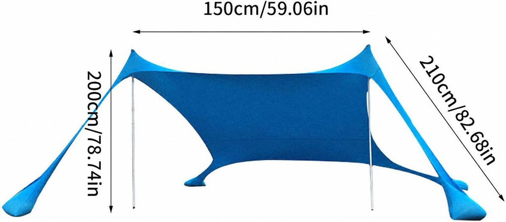 210*170*150CM 2 Poles Beach Tent Shade Canopy with UPF50+ Protection Sun Shelter Portable Camping Tents with Sandbags Poles and Ground Pegs and Anti-Wind Ropes for Beach Outdoor Camping Backyard Picnics - Green