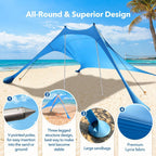 210*200*150CM 2 Poles Beach Tent Shade Canopy with UPF50+ Protection Sun Shelter Portable Camping Tents with Sandbags Poles and Ground Pegs and Anti-Wind Ropes for Beach Outdoor Camping Backyard Picnics - Red