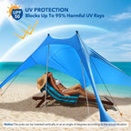 210*200*150CM 2 Poles Beach Tent Shade Canopy with UPF50+ Protection Sun Shelter Portable Camping Tents with Sandbags Poles and Ground Pegs and Anti-Wind Ropes for Beach Outdoor Camping Backyard Picnics - Red