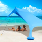 210*200*150CM 2 Poles Beach Tent Shade Canopy with UPF50+ Protection Sun Shelter Portable Camping Tents with Sandbags Poles and Ground Pegs and Anti-Wind Ropes for Beach Outdoor Camping Backyard Picnics - Red