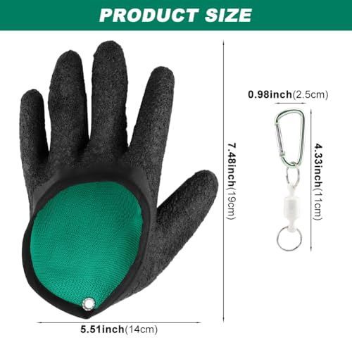 2 Pcs Fishing Gloves with Magnet Release, Fisherman Professional Catch Fish Gloves Quickly Drying Fishing Puncture Proof Glove, Anti-Slip Fish Glove for Handling, Catching
