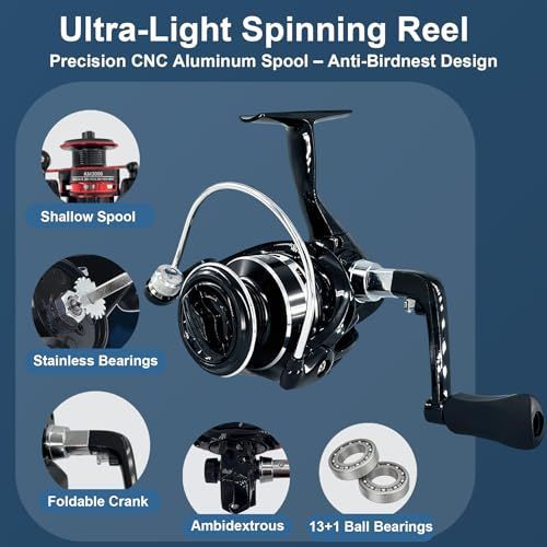 6.9ft Fishing Poles and Reels Combo, 1 Pack Telescopic Fishing Rod and Reel Kits with Lures and Carrier Bag, Lightweight Collapsible Travel Fishing Pole Set for Beginners Men Women