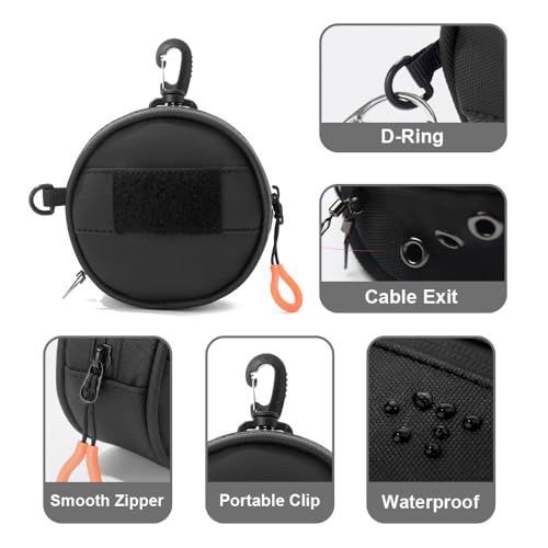 Fishing Line Storage Bag, Portable Fish Line Case Coin Key Pouch with Cable Hole & Hook for Outdoor Fishing - Black - Size 1Pack