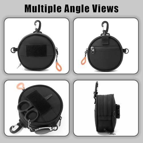 Fishing Line Storage Bag, Portable Fish Line Case Coin Key Pouch with Cable Hole & Hook for Outdoor Fishing - Black - Size 1Pack