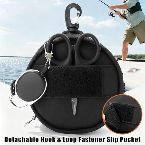 Fishing Line Storage Bag, Portable Fish Line Case Coin Key Pouch with Cable Hole & Hook for Outdoor Fishing - Orange - Size 1Pack