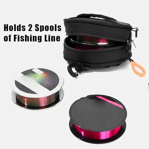 Fishing Line Storage Bag, Portable Fish Line Case Coin Key Pouch with Cable Hole & Hook for Outdoor Fishing - Orange - Size 1Pack