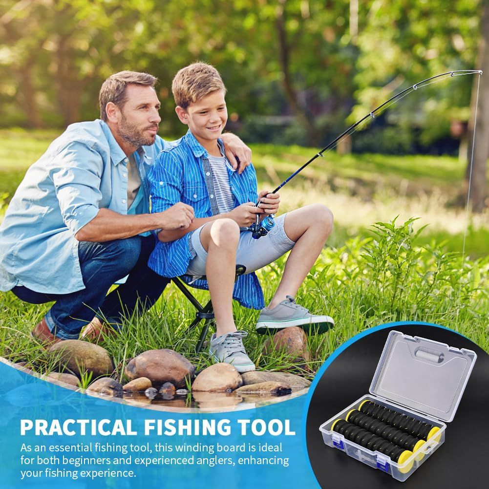 3 Pcs Fishing Leader Storage Organizer, EVA Foam Fishing Line Organizer with 12 Line Slots for Storing Lines Winding Board Rigs Holder Leader Tray Hook Keeper, with Tackle Box