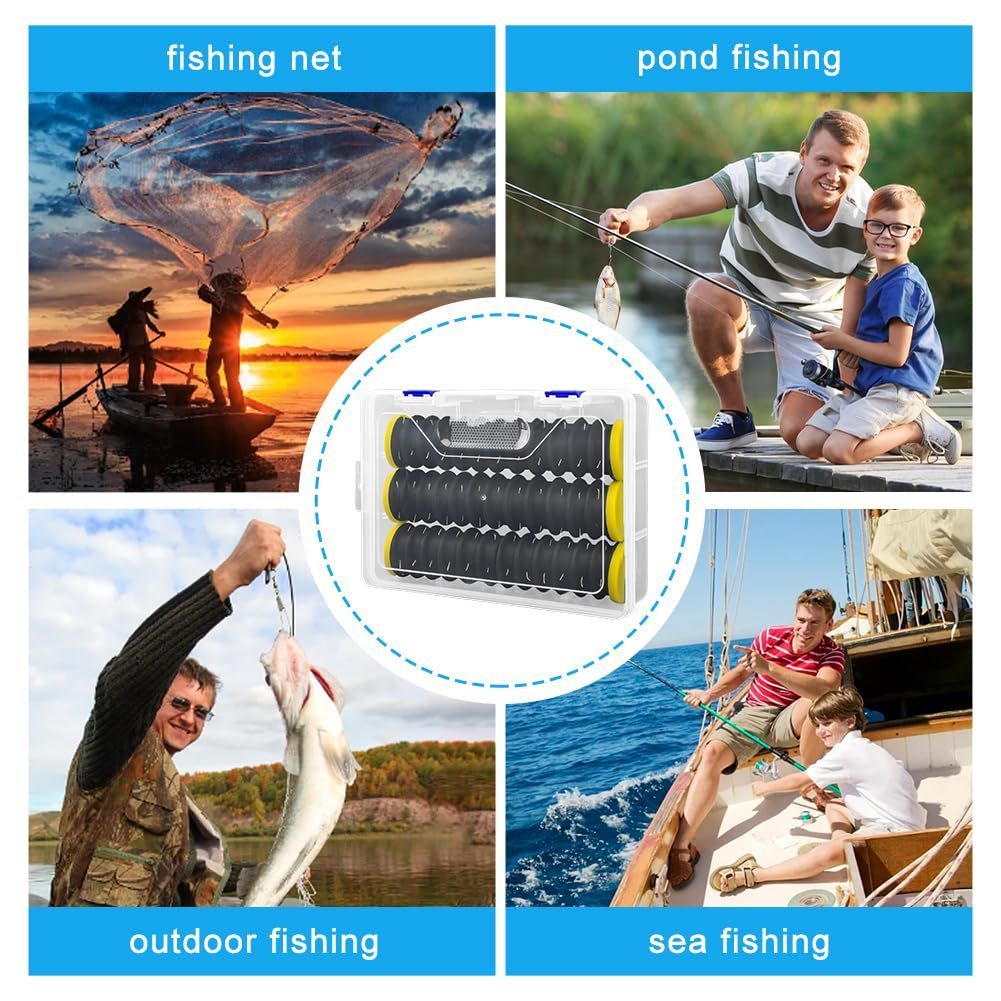 3 Pcs Fishing Leader Storage Organizer, EVA Foam Fishing Line Organizer with 12 Line Slots for Storing Lines Winding Board Rigs Holder Leader Tray Hook Keeper, with Tackle Box