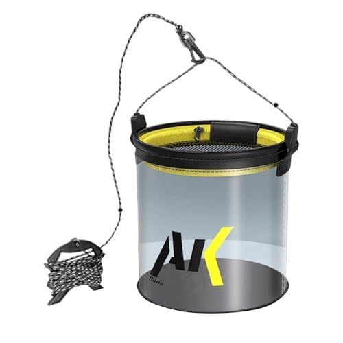 Fishing Clear Bucket, Sturdy Eva Clear for Outdoor Fish with Handle, Anti Slip Rope, Leak, Foldable for Outdoors Camping