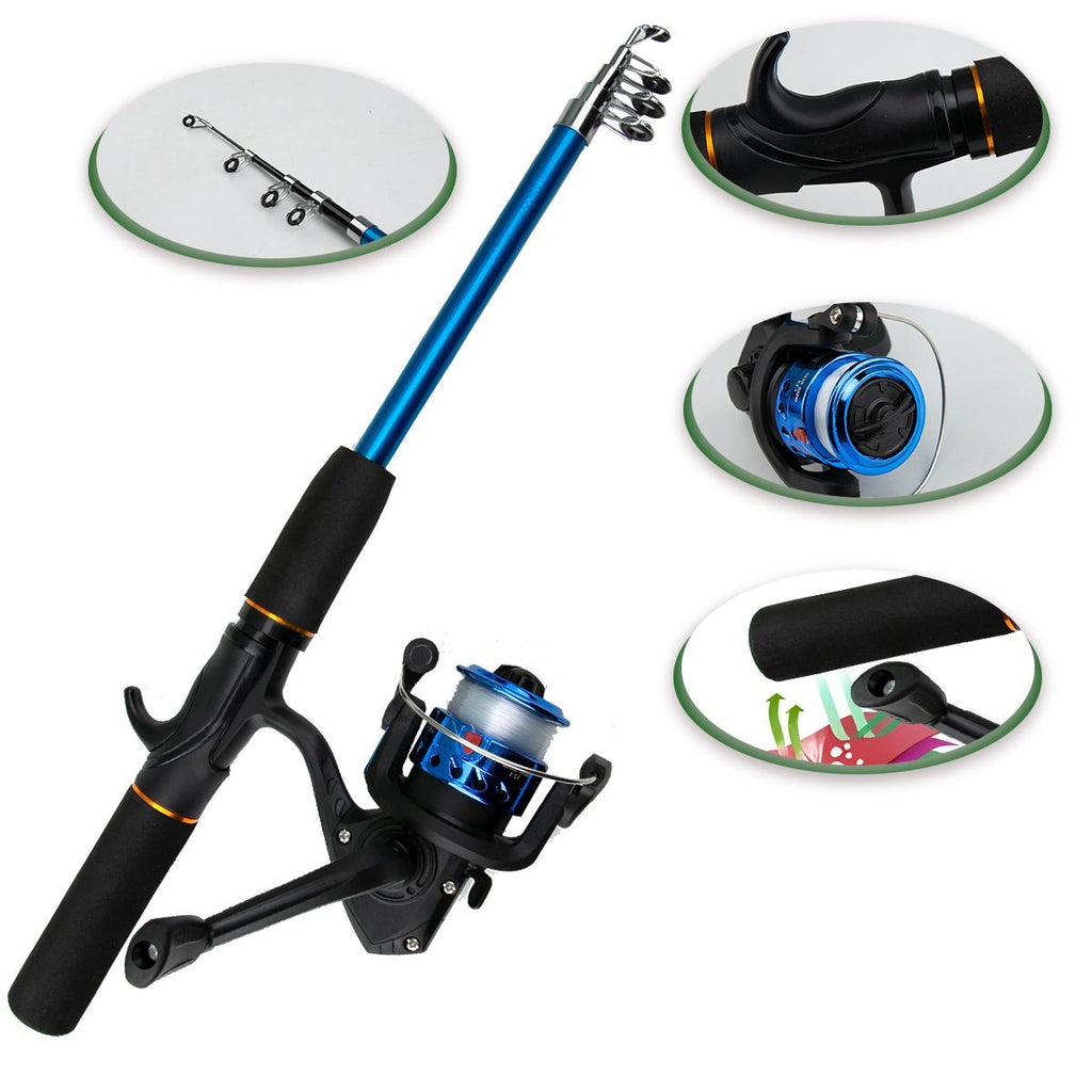 Beginner Fishing Set Fishing Tackles Including Reel Telescopic Rod Float Baits Hook Connector Landing Net & Storage Bag Rod - Green Set 3 - Size 1 Pack