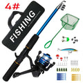 Beginner Fishing Set Fishing Tackles Including Reel Telescopic Rod Float Baits Hook Connector Landing Net & Storage Bag Rod - Green Set 4 - Size 1 Pack