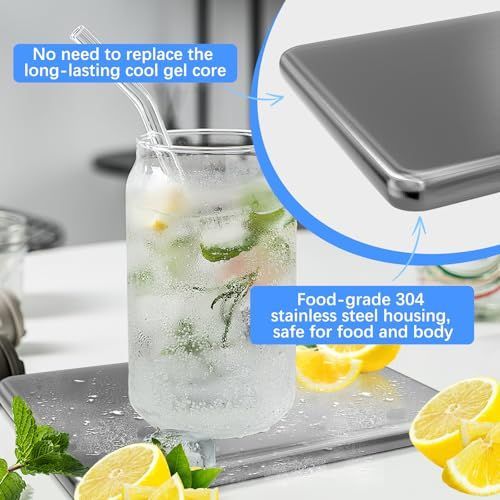 2PCS Large Ice Packs for Lunch Boxes Reusable Stainless Steel Ice Packs, No Water Needed, for Coolers, Camping, and Picnic Baskets Metal Bento Box Ice Packs Keep Food and Drinks Fresh and Cool