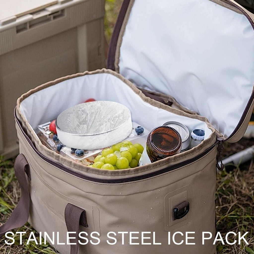 1Pack Portable Stainless Steel Ice Pack Reusable Cooler Pad for Picnic Reusable stainless steel cooling pack keeps food and drinks cold for picnics, lunch bags, camping and travel - Silver - Size 1Pack